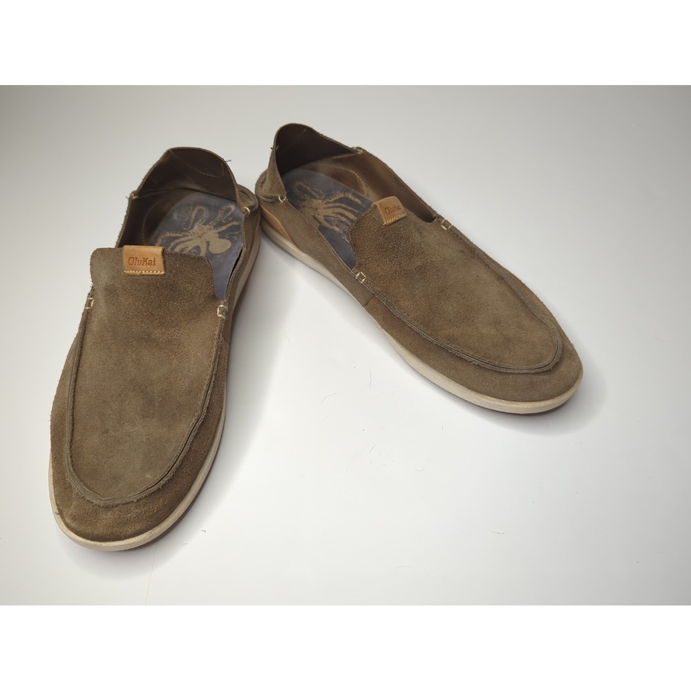 OluKai NaluKai Kala Suede Slip On Mens 14 Gray Casual Comfort Shoes Drop in Heel
